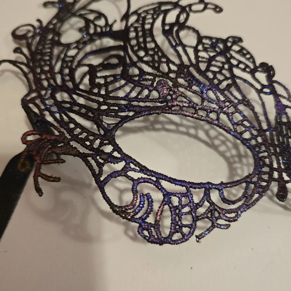 HANDCRAFTED Upcycled Lace Eye Mask HANDPAINTED Festival Mask Comic Con Sexy Fun